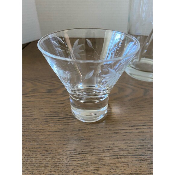 Vintage Cut Glass Cocktail Set ( Includes, Pitcher, 6 Matching Glasses, Stir - Picture 4 of 9